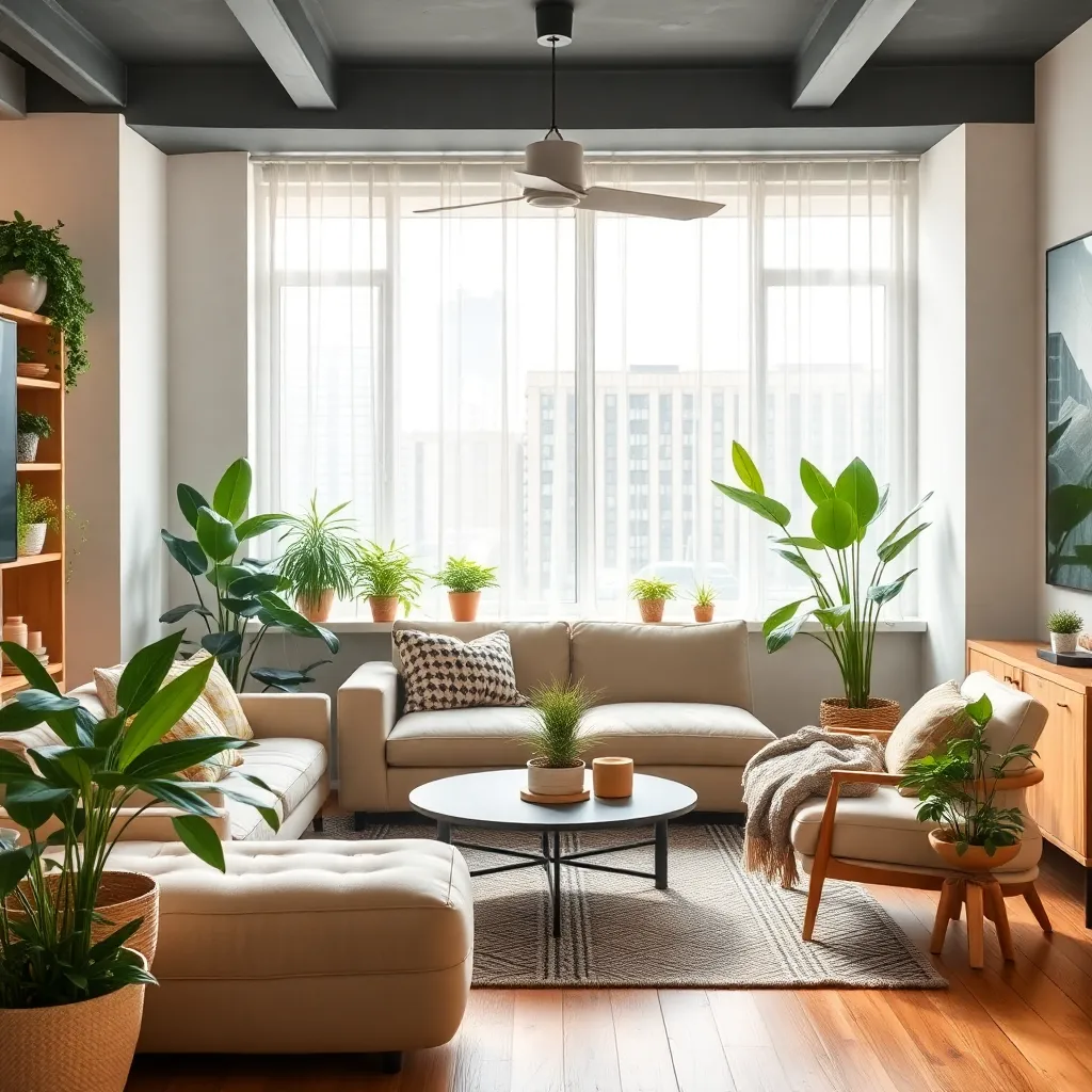 Placeholder image for Apartment 6 with cozy living room and plants