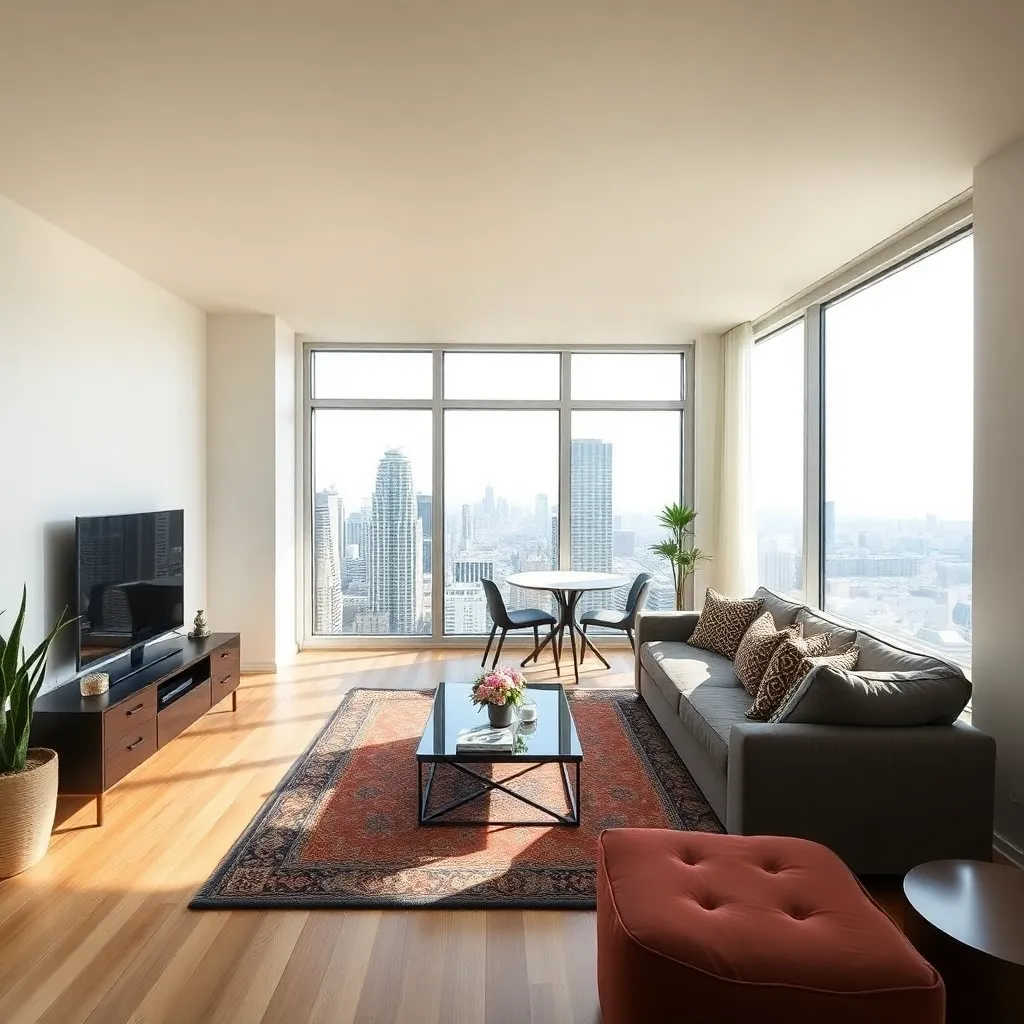 Placeholder image for Apartment 8 with bright living room and city view